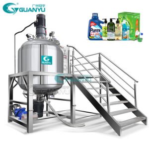 1000 L Stainless Steel Liquid Soap Dishwashing Making Machine Double Jacket Chemical Hand Wash Shampoo Mixing Tank With Agitator