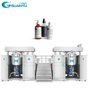 High quality 500L 800L software PLC control hydraulic lifting vacuum emulsifier mixer machine industrial cosmetic cream making