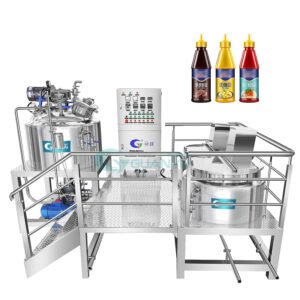 High Level Stainless Steel Fixed Mayonnaise Vacuum Mixing Tank Tomato Sauce Homogenizer Cream Jam Emulsifying Mixer Equipment